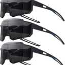 STORYCOAST Polarized Sports Sunglasses for Men Women,Driving Fishing Cycling Mountain Bike Sunglasses UV400 Protection (3pack Matte Black/Gray+matte Black/Gray+matte Black/Gray)