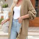 SHEWIN Womens Oversized Long Cardigan Sweaters Open Front Button Long Lantern Sleeve Knit Chunky Sweater Outerwear Coats (Brown)