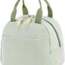 Bluboon Lunch Box for Women Cute Lunch Bag Reusable Insulated Lunch Bags Large Capacity Lunchbox Cooler for Work Picnic or Travel gifts for women (A Sage Green White Stripes)