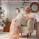 Electric Blanket Wearable with Foot Pockets & Sleeves, Electric Heated Snuggle Blanket, Flannel & Sherpa Heating Throw with 10 Heat Settings, 1-12 Hours Auto Shut-Off, 50"70", Pink