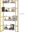 JSB 4 Tier No Assembly Folding Bookshelf, Arched Bookshelf, Foldable Bookcase for Living Room, Bedroom, Office,Skinny Bookshelf (White and Gold)