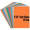 Houseables Foam Sheets for Crafts, EVA Foam, EVA Craft Sheets, Foamy Paper Board, for Art, Cosplay, Costume, Crafting, Kids Project, Scrapbook, Padding, Plain, Multicolor, 6mm, 30 Pack, 9x12 Inch