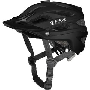 Bosoar Mountain Bike Helmet,Adult Cycling Helmet with Camera Mount and Detachable Visor for Men Women Youth,Suggested Fit 55-61 Cm (black)