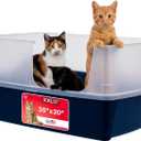IRIS USA XX-Large Side Entry Cat Litter Box, Open Top Extra Large Litter Box for Big Cats and Multi-Cat Households, High Sided Scatter Shield, Easy to Clean, 30" L x 20" W x 14" H, Navy