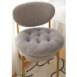Comfortable Square and Round Artificial Lambswool Chair Pads,Soft Fluffy Chair Seat Cushion Plush Cushions Seat Pad for Home Office Meditation (17 inch(45cm), Round-Gray)