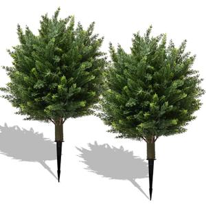 28" UV Resistant Artificial Shrubs for Outdoors - Real Looking Faux Bushes, Fake Cedar Trees, Outdoor Faux Ball Plants & Topiaries - Set of 2 Artificial Shrubs, Artificial Bushes for Garden Decor 28" UV Resistant Artificial Shrubs for Outdoors - Real Looking Faux Bushes, Fake Cedar Trees, Outdoor Faux Ball Plants & Topiaries - Set of 2 Artificial Shrubs, Artificial Bushes for Garden Decor