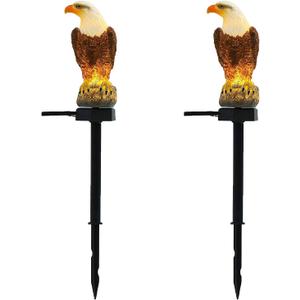 Eagle Figurine Garden Solar Stake Light Eagle Solar Lights Outdoor Decorative Bright Light Eagle Statue for Garden, Lawn, Patio, Yard Decoration 2Pack
