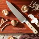 CAROTE 11 Pieces Knife Set with Block for kitchen, Stainless Steel Razor-Sharp Blade, Triple Riveted Ergonomic Handle, Wooden Magnetic Block, Essential Knife Block Set, Beige