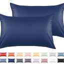 Warmstar 100% Cotton Toddler Pillowcase Set of 2, 600 Thread Count 13x18 Toddler Pillowcases Soft & Breathable, Cotton Travel Pillow Case Cover 13"x 18" with Envelope Closure,Navy Blue