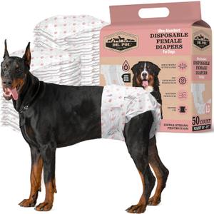 Dr Pol Dog Diapers for Female Dogs | Disposable Pet Diapers with Wetness Indicators | Adjustable Fit | Leak Protection & Super Absorbent | Perfect for Heat Cycles & Training Accidents | Pack of 50