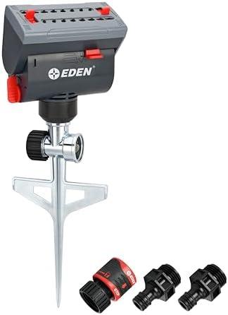 Eden 94145 4-Way Adjustable Mini Turbo Oscillating Sprinkler with Step Spike Gear Drive, Heavy Duty, Gardening Watering System, Garden&Lawns, Coverage up to 4069sq.ft