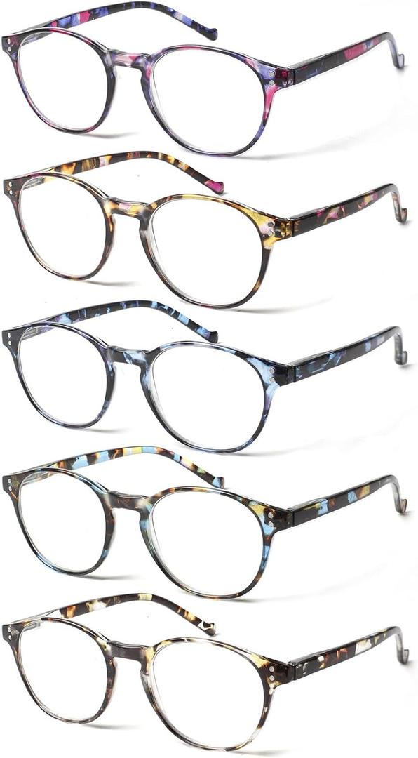NORPERWIS 5 Pairs Reading Glasses - Standard Fit Spring Hinge Readers Glasses for Men and Women (Multicolor, 1.75, x)