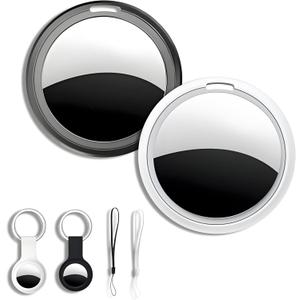 Air Tracker Tags-2 Pack - Apple MFi Certified Find My(iOS Only) Bluetooth Tracker, 365-Day Battery & Waterproof Item Locator for Keys, Wallet, Luggage, Backpack, Pet with Protective Case & Lanyard