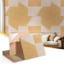 Self-Adhesive Acoustic Panels 6-Pack, Covers 24 Sq Ft - 23.6"x23.6" Brown Wood Grain Sound Proof Wall Panels, 25dB Noise Reduction, No Tools DIY for Home Office & Bedroom, 6 pack 12x16in