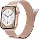 MARGE PLUS Compatible with Apple Watch Band Series 10, Ultra 2, SE, Ultra 9 8 7 6 5 4 Women and Men, Stainless Steel Mesh Loop Magnetic Clasp Replacement for iWatch Bands 38mm 40mm 41mm 42mm (A-Champagne Gold)