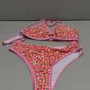 Tainehs Women's Two Piece Bikini Sets O Ring Front Top Ditsy Floral Triangle Swimsuits Cheeky Bathing Suit, S