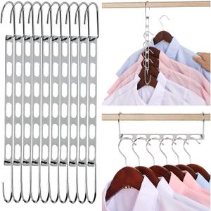 Space Saving Hangers for Clothes, 10 Pack Hanger Organizer Space Saver, Magic Metal Collapsible Closet Organizers, Multiple Hangers in One, College Dorm Room Essentials (V1.0), 36-40 inches