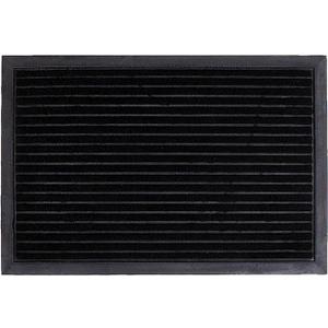 24x16 Non Slip Heavy Duty Rubber Door Mat - Small Indoor Welcome Mat for Entryway Dirt Trapper (1, Black)