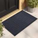 Mibao Front Door Mat, Heavy Duty Durable Welcome Mat for Outdoor Indoor, Dirt Trapper Waterproof Super Absorbent Door Mat for Entryway Outside Patio Porch, 47" x 24", Navy