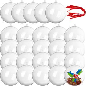 Joiedomi Mini Christmas 25 Pcs Clear Plastic Fillable Ball, 2.76 inches Ball Ornaments for Christmas Tree Hanging Decorations Indoor, Xmas Party Favors Supplies Presents