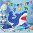 WERNNSAI Shark Piata - Ocean Shark Birthday Party Decorations Kids Boys Piata with Blindfold and Bat for Under the Sea Party Supplies Baby Shower Birthday Game Set