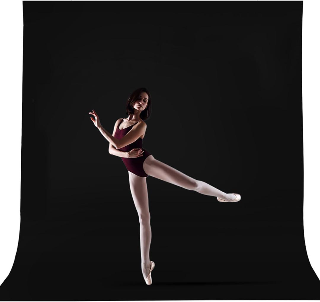CPLIRIS 10x12ft Black Backdrop for Photography, Large Seamless Polyester Fabric Pure Black Photo Backdrop Curtain for Portrait Photoshoot Party Video
