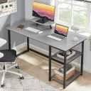  Computer Home Office Desk With Storage Shelves On Left