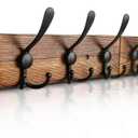 Coat Rack Wall Mount 31.5'' Coat Hanger Wall Mount Burnt Brown Coat Hooks for Wall Rustic Towel Racks for Bathroom Living Room Coat Hat Cloth