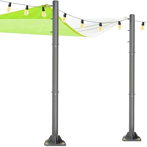 Thickening 2.2mm 2 Pack Sun Shade Sail Poles - 10ft Outdoor Sunshade Sail Post Support Awning Canopy Heavy Duty Metal Pole Kit for Patio Garden Yard Backyard Grassland - 2 Pack