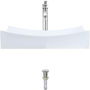 Porcelain Vessel Sink in White with Faucet and Pop-Up Drain in Chrome