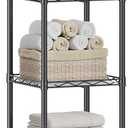 SONGMICS 5-Tier Bathroom Shelf, Storage Rack for Small Space, with 5 PP Shelf Liners, Removable Hook, Extendable Design, Ink Black and Translucent ULGR23BK