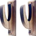 Wooden Curtain Rod Brackets Wood Drapery Rod Holders Brown Wood Support Brackets for 2.2" Curtain Rod with Screws(2 Pack)