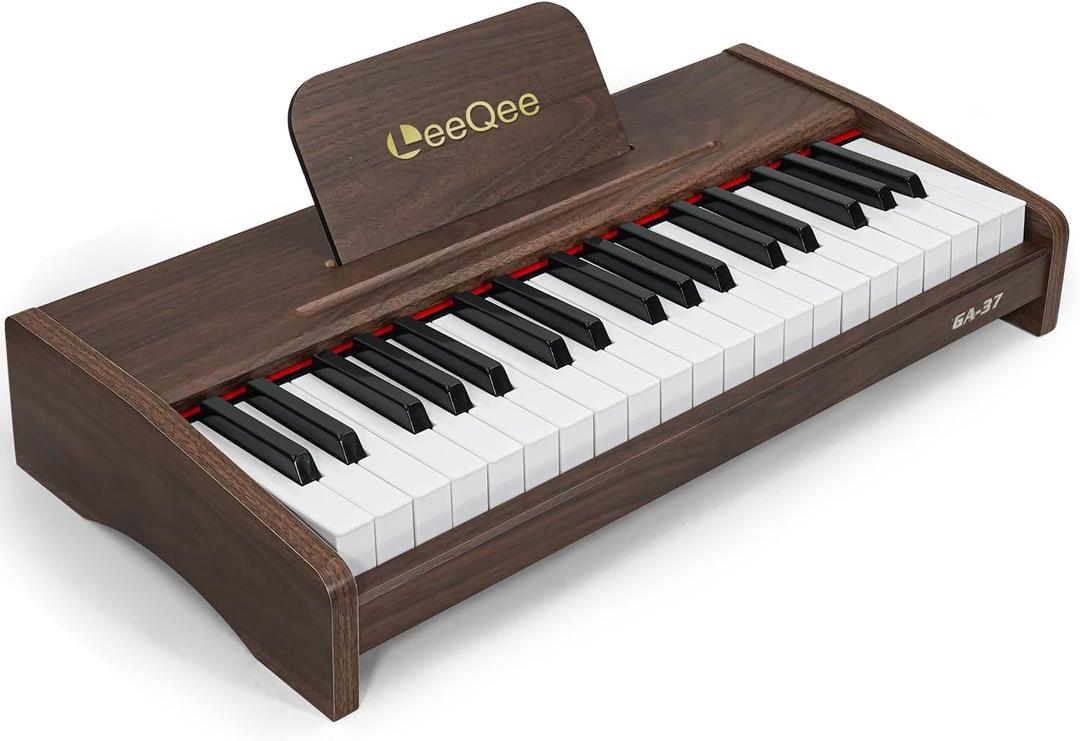 LeeQee Kids Piano Keyboard, 37 Keys Digital Wood Toy Piano for Toddlers 3-5, Professional Music Educational Instrument Toy with Volume Control, Portable Birthday Gift for Girls Boys