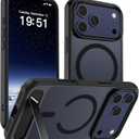 SUPFINE Magnetic for iPhone 17 Pro Max Case (Built-in Invisible Kickstand)(Compatible with MagSafe)(Military Grade Drop Protection) Translucent Matte Shockproof Phone Cover,Black
