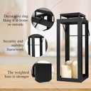 12.4" Black Metal Modern Candle Lantern Decorative Hurricane Lantern for Indoor & Outdoor Use, Ideal for Table, Black Lantern for Mantle, Halloween, Christmas, and Wedding Decor (No Glass Panel)