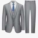 LUPURTY Suits for Men, 3 Piece Men's Suit Slim Fit, Solid Jacket Vest Pants with Tie, One Button Tuxedo Set, size XXXL