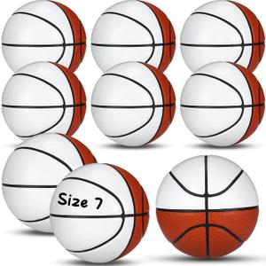 Jenaai Size 5 6 7 Blank Autograph Basketball Customized Basketball with 4 White and 4 Brown Panels Junior Adult Trophy for Signing