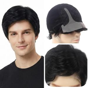 STfantasy Black Lace Front Mens Wigs 6X4X0.5 T Part Lace Short Wigs with 150% Density Side Part Synthetic Hair for Men Man Male Daily Used Costume Party Halloween Cosplay Updated Soft Hair