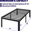 Hunlostten 18in Twin XL Heavy Duty Bed Frame No Box Spring Needed, Tall Metal Twin XL Platform Bed Frame with Round Corners, Easy Assembly, Noise Free, Black