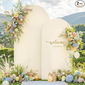 Beige Arch Backdrop Cover Set of 2 Beige Arch Cover 7.2 and 6ft Wedding Arch Cover Stretchy Backdrop Bridal Baby Shower Birthday Party Arches Stand Covers Spandex