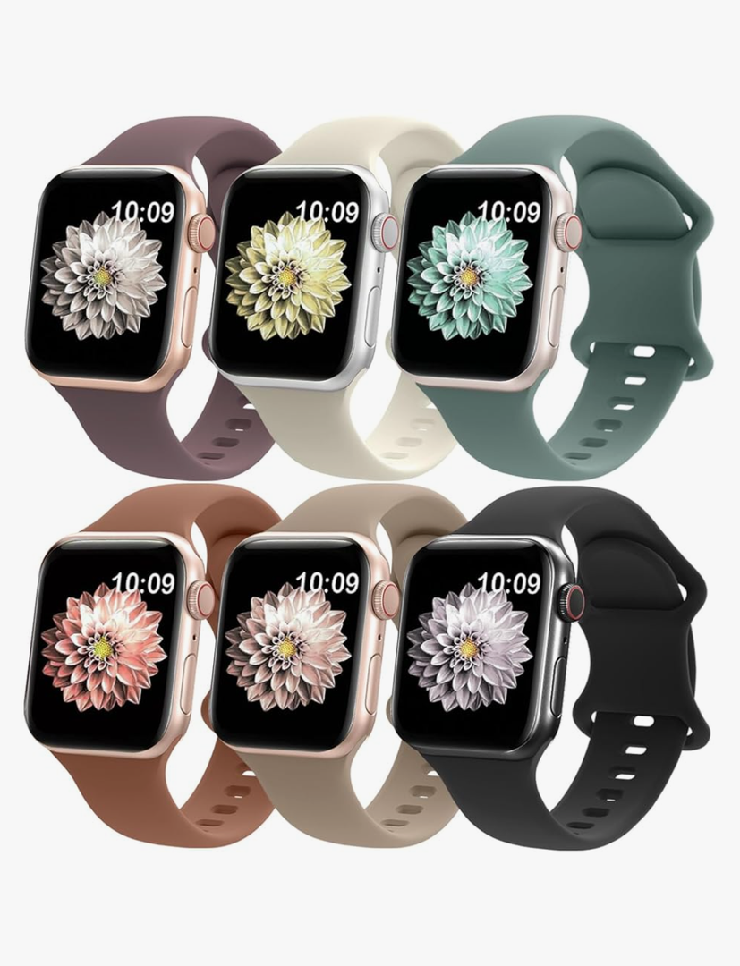 6 Pack Liquid Silicone Sport Bands Compatible with Apple Watch Band 38mm 40mm 41mm 42mm 44mm 45mm 46mm 49mm Women Men, Waterproof Soft Wristband for iWatch Series 10 9 Ultra 8 7 6 5 4 3 2 1 SE