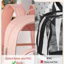 KIMNERPU Clear Backpack, Heavy Duty Transparent Bookbag for School, Fabric & PVC Transparent Backpack with Reinforced Strap for Women Men, Capacity Clear Bag for College, Travel, Security, Pink