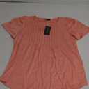 OFEEFAN Womens Tops Tulip Short Sleeve Blouses Pleated Front Summer Beach Vacation Outfits L Pink