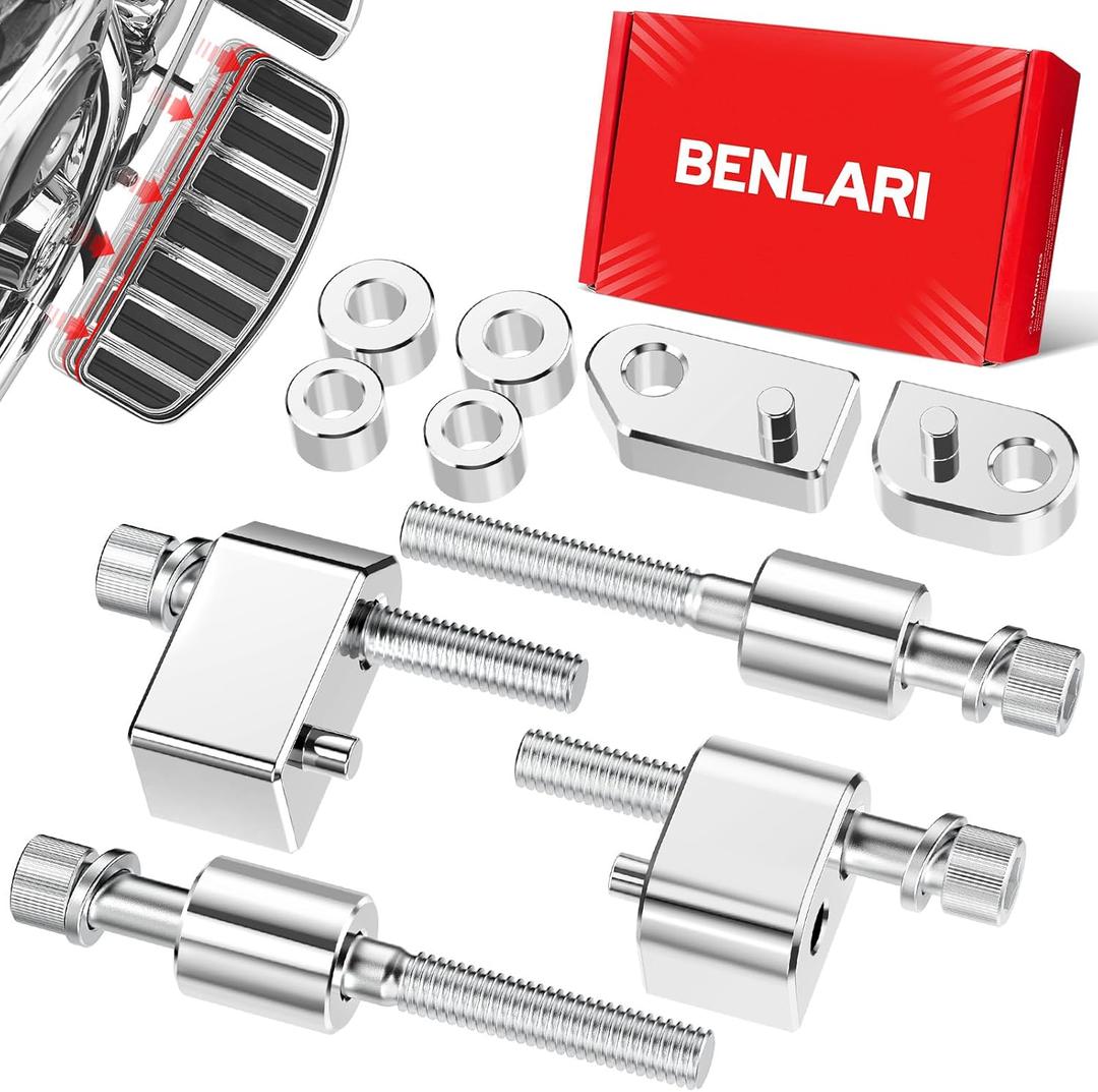 Benlari 1inch &1.5inch Driver Floorboard Extensions, Floorboard Spacer Extenders Kit Fit for Harley Touring Street Glide Road Glide Electra Glide Road King 2009-2024 FL Trikes 2009-2013, Chrome