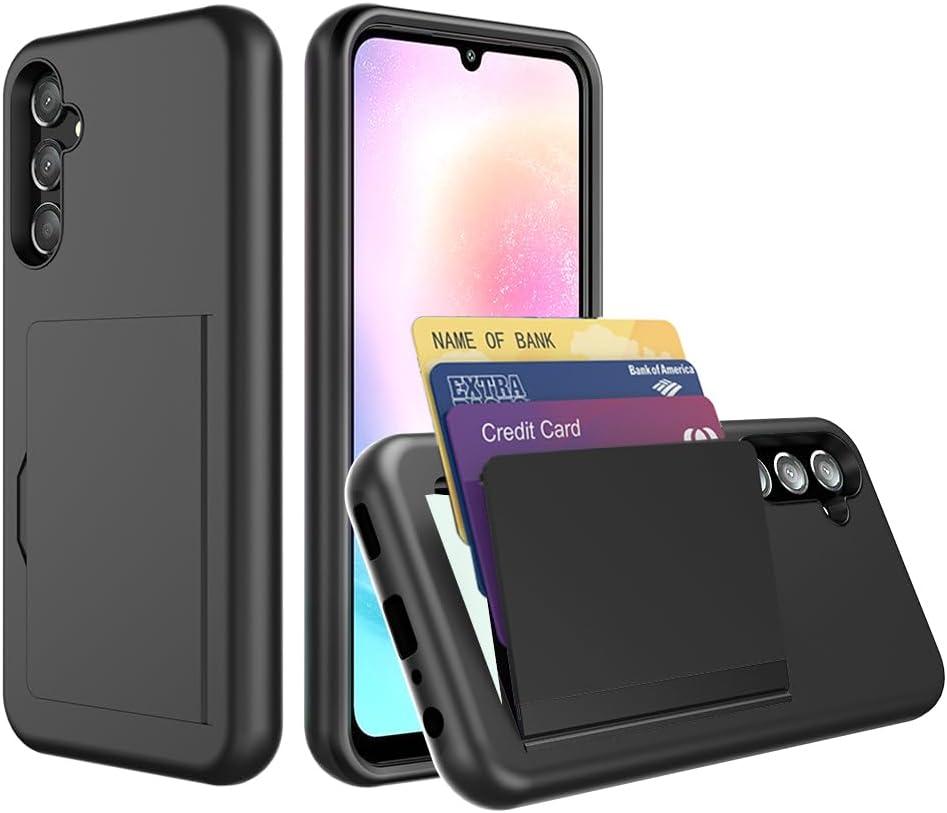 Galaxy S24 Case with Card Holder,Credit Card Slot Protective Wallet Case for Samung Galaxy S24 - Black