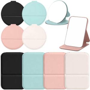 8 Pcs Compact Mirror Bulk Handheld Folding Pocket Portable Mirror Tabletop 4.2''&2.76 Portable Travel Ultrathin Hand Mirrors for Women Party Gift Office Home Makeup