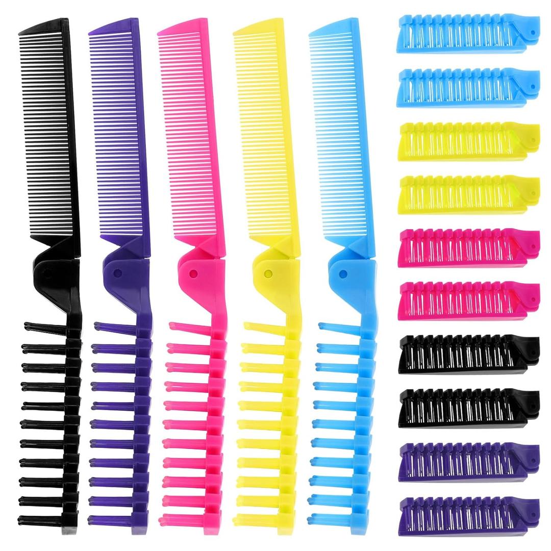 Foldable Hair Combs In Bulk, Individually Wrapped Multicolour Folding Comb, Women Men Pocket Size Double Headed Mini Hair Brush Styling Tool for Travel Hotel Homeless Shelter Charity Church(25 Pack) (7.8 Inch)
