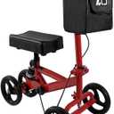 Knee Scooter,Economical Foldable Steerable Knee Walker,for Adults Foot Surgery,Injured Ankle Recovery Scoote(Red-Shock-Absorbing Design)