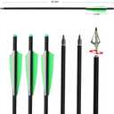 IRQ 20 Inch Carbon Crossbow Bolt and Crossbow Broadheads Set, 12 Pcs Hunting Carbon Arrows for Crossbow with 3 Blade Broadheads 6 Pcs for Archery Practise Hunting Crossbow Arrows