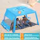 Purebox Beach Tent Shade Canopy - 8 * 8FT UPF50+ Beach Umbrella Sun Shelter 3Min Setup for 8 Person Cabana Tent with Sand Pockets Removable Side Walls Instant Sun Shade for Family, Camping, Fishing